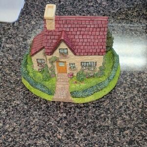 Carlisle Cottage Figurine with Red Roof and Greenery